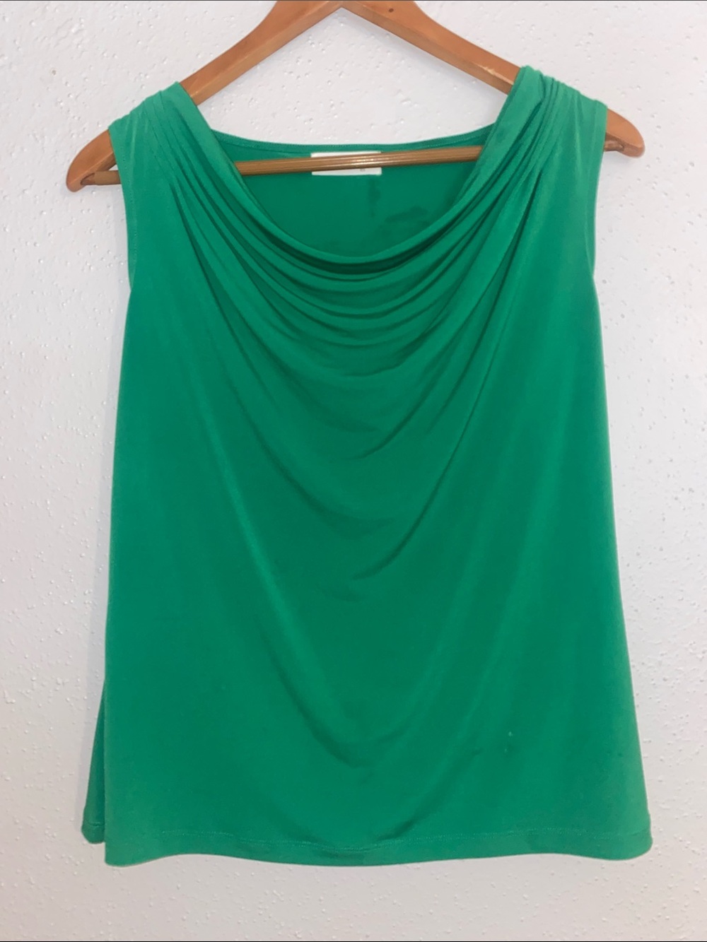 Calvin Klein  Green Draped Neck Sleeveless Top